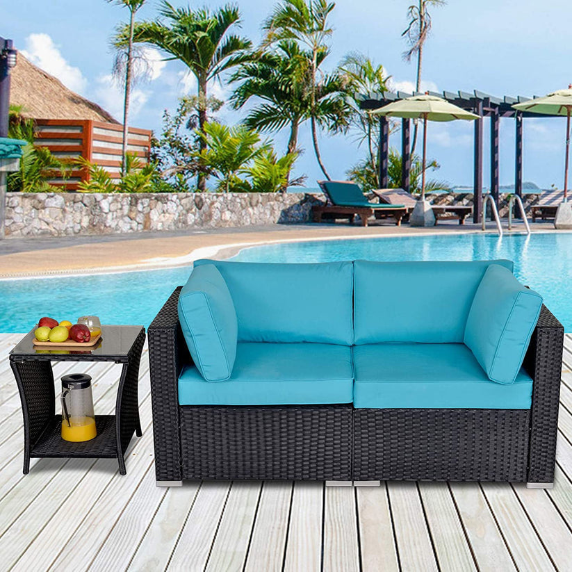 Royalcraft Outdoor Wicker Dining Table, Rectangle Rattan Patio Furniture Dining Table with Aluminum Top, Brown