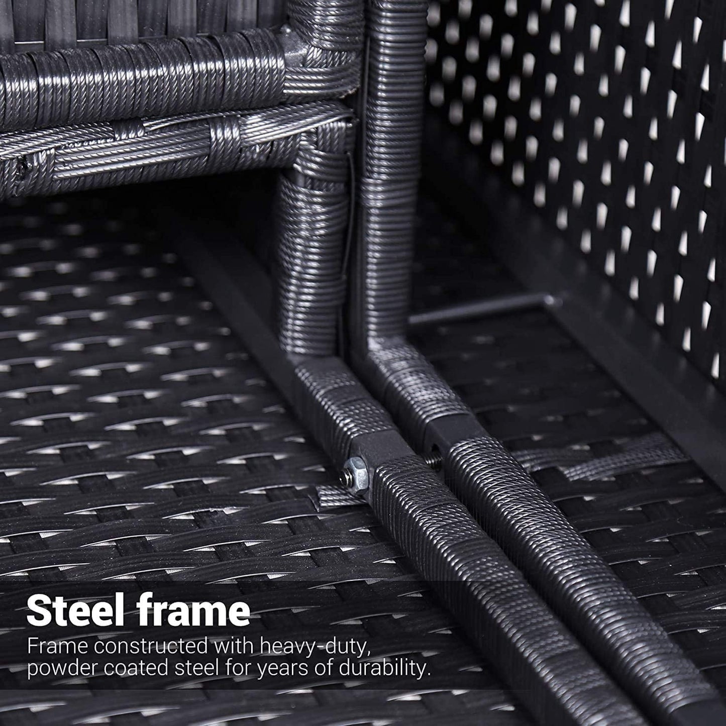 Sunvivi Patio Furniture Set with Cushions, PE Wicker Outdoor Conversation Sofa Patio Sectional Coffee Table for Garden, Beach, Balcony and Poolside, Aluminum Frame