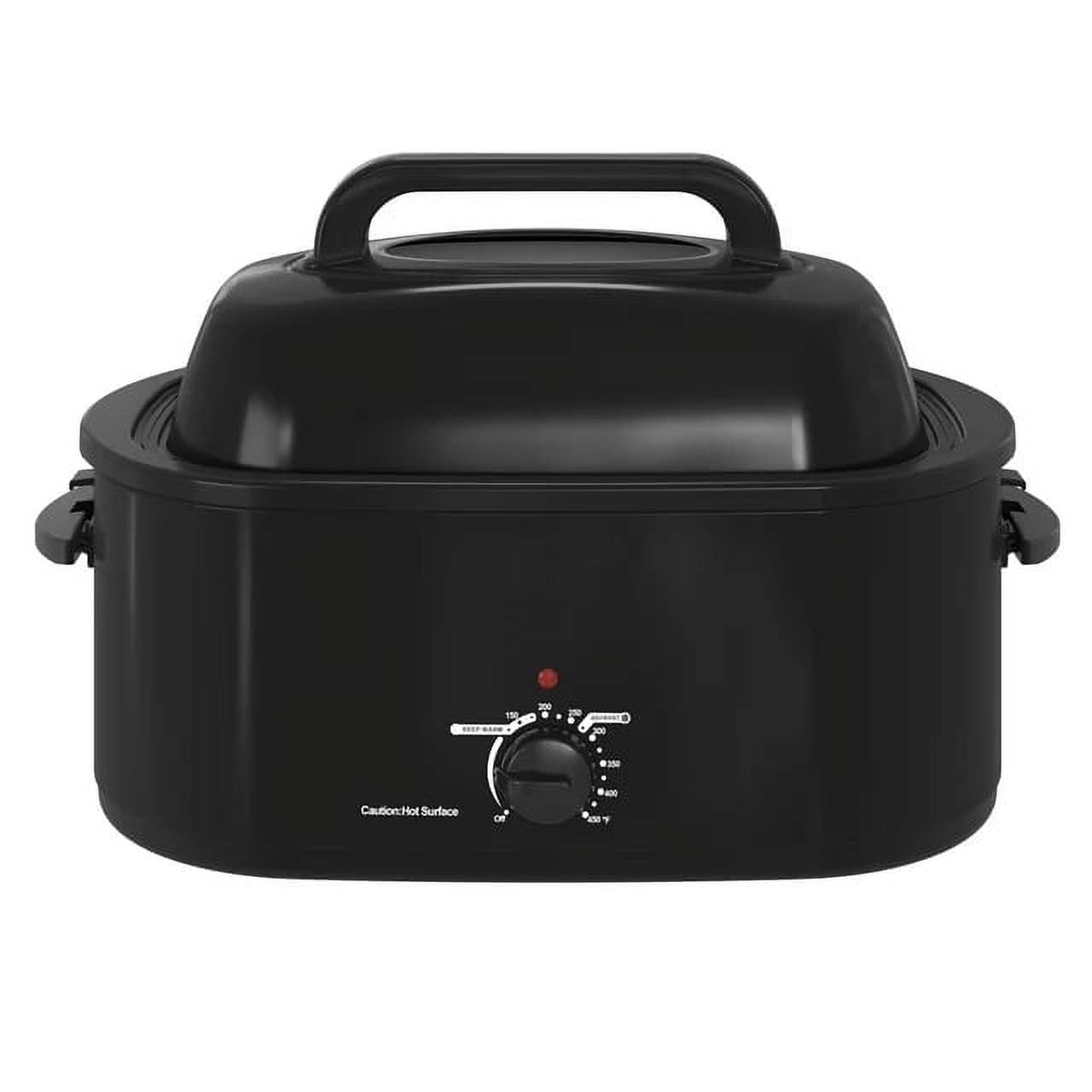 CozyHome 26 Quart Electric Roaster Oven Stainless Steel Turkey Roaster Oven, Self-Basting Lid Removable Insert Pot, Black